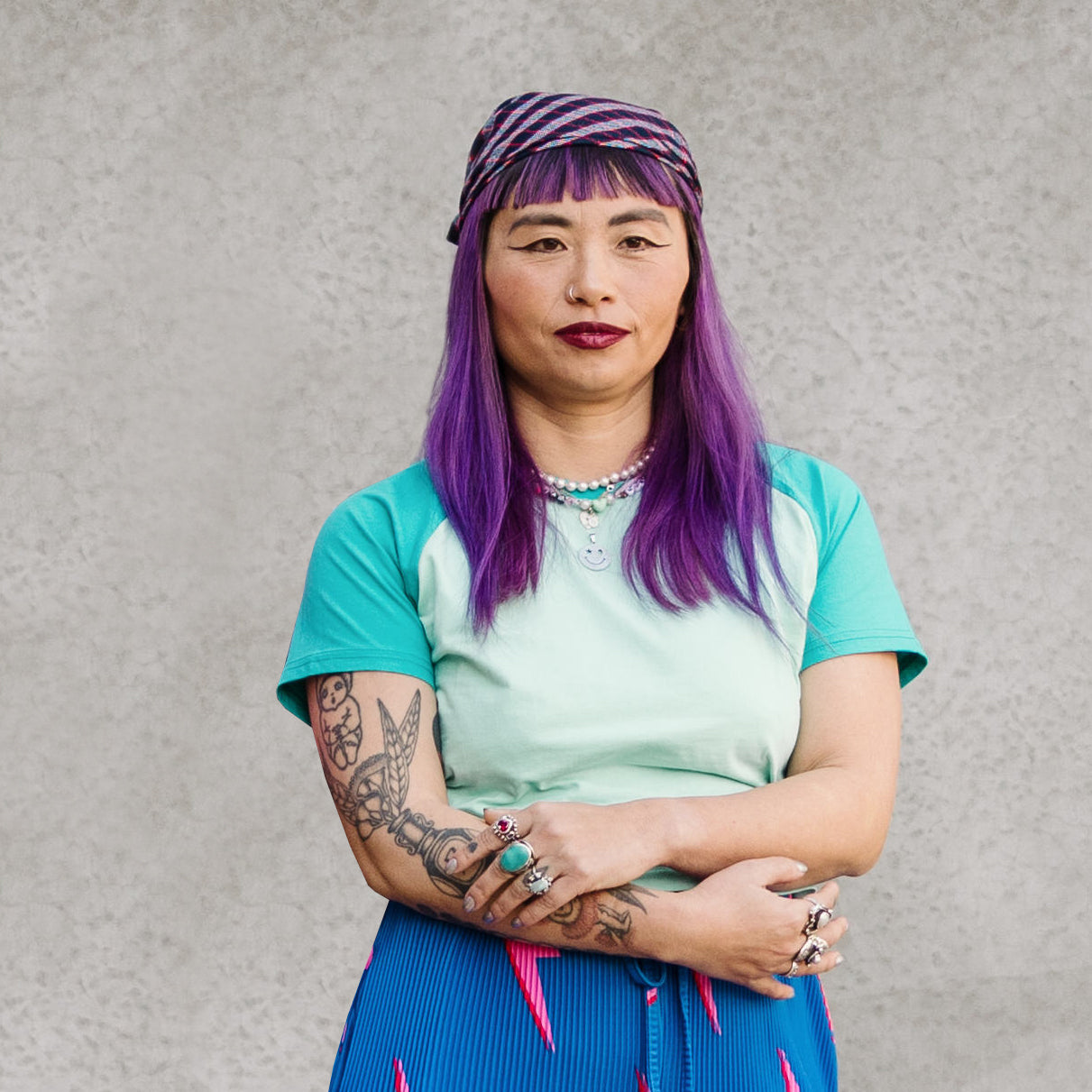 Blue Baby Fitted Crop Raglan Tee