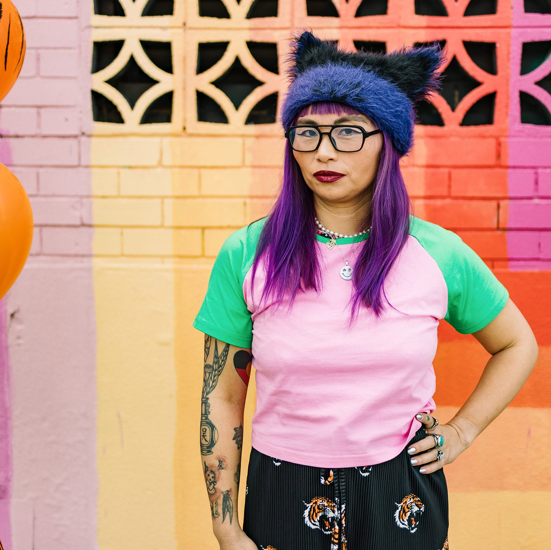 Watermelon Fitted Crop Raglan Tee