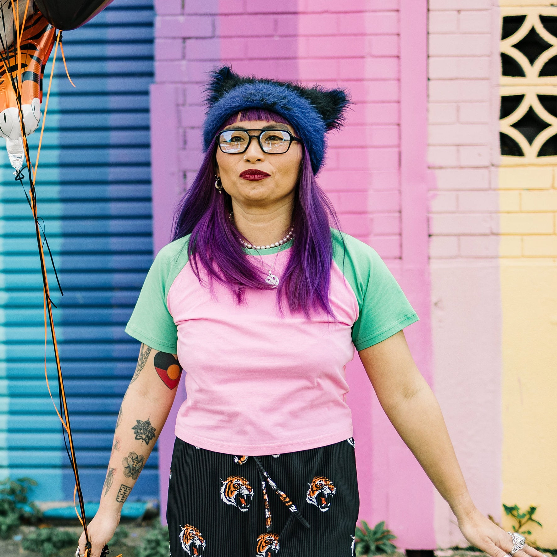 Watermelon Fitted Crop Raglan Tee