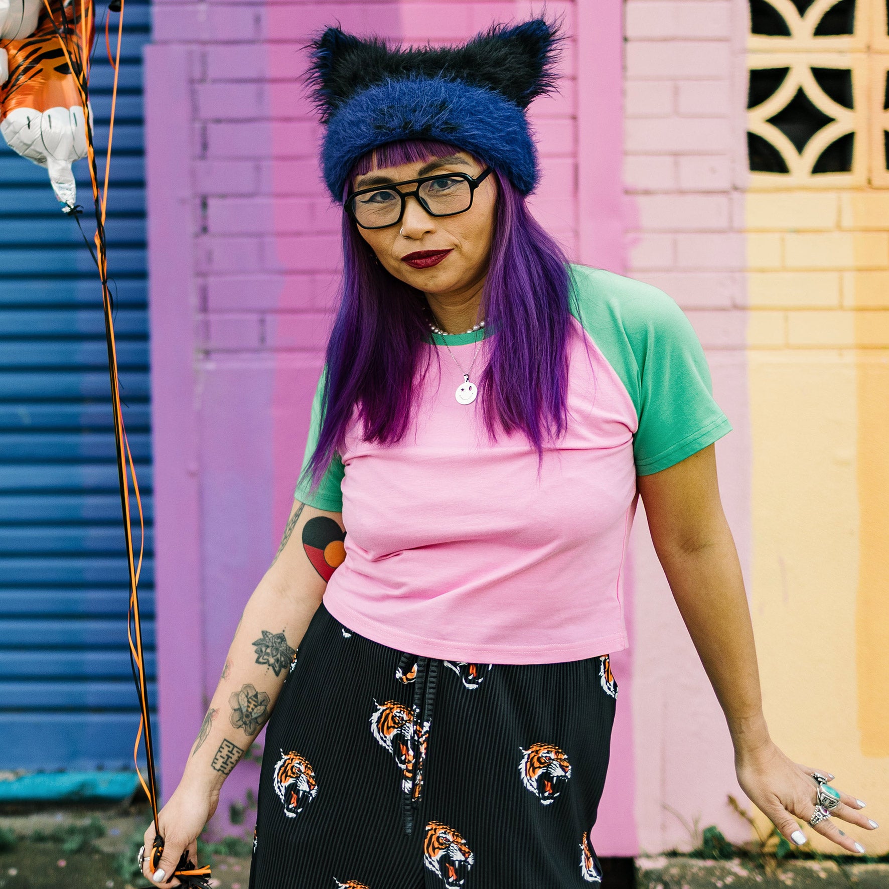 Watermelon Fitted Crop Raglan Tee