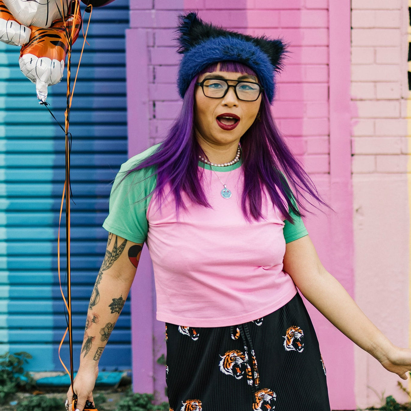 Watermelon Fitted Crop Raglan Tee