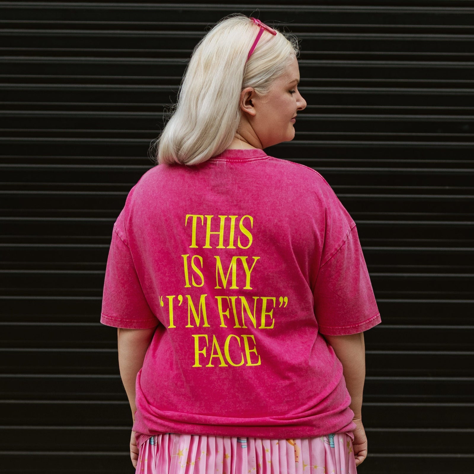 This is my I'm Fine Face Pink Oversize Tee