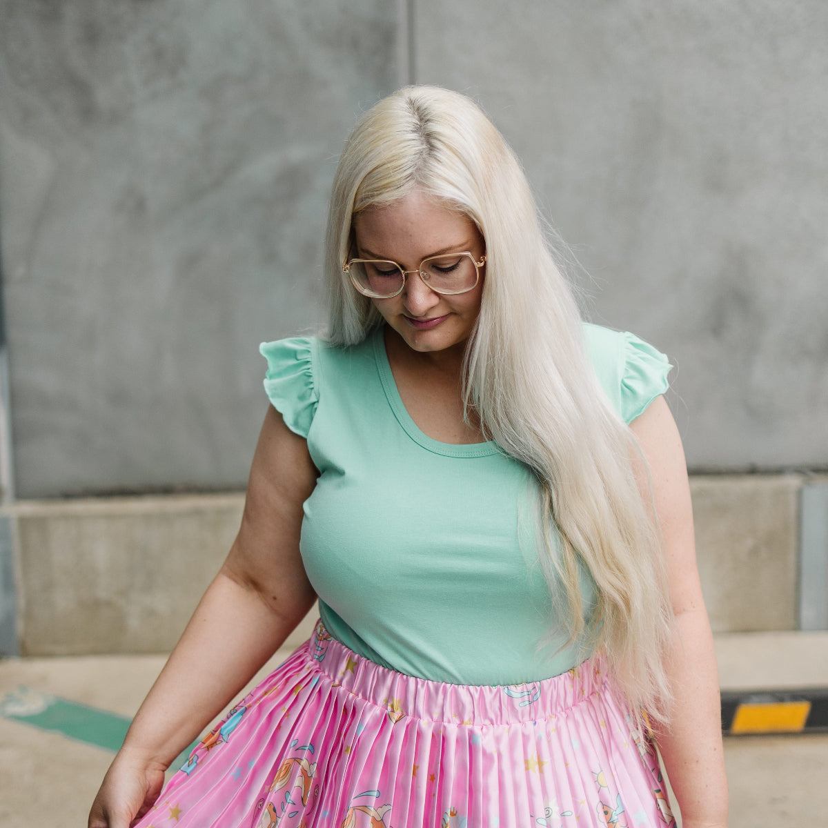 Frill Sleeve Teal Singlet