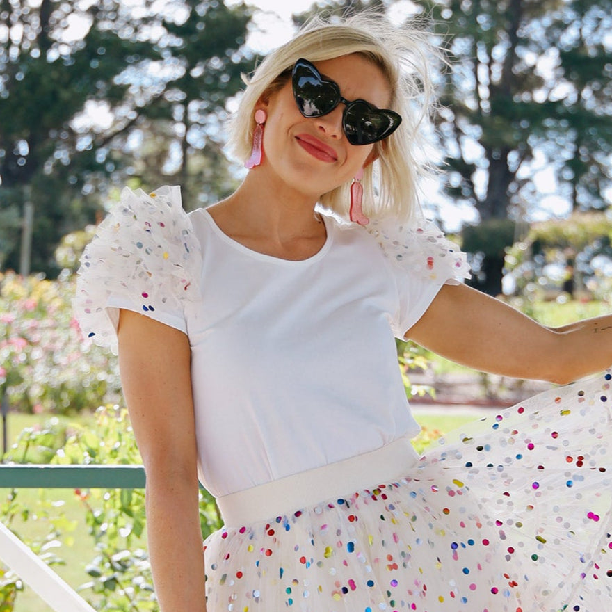 Confetti Tulle Sleeve Tee