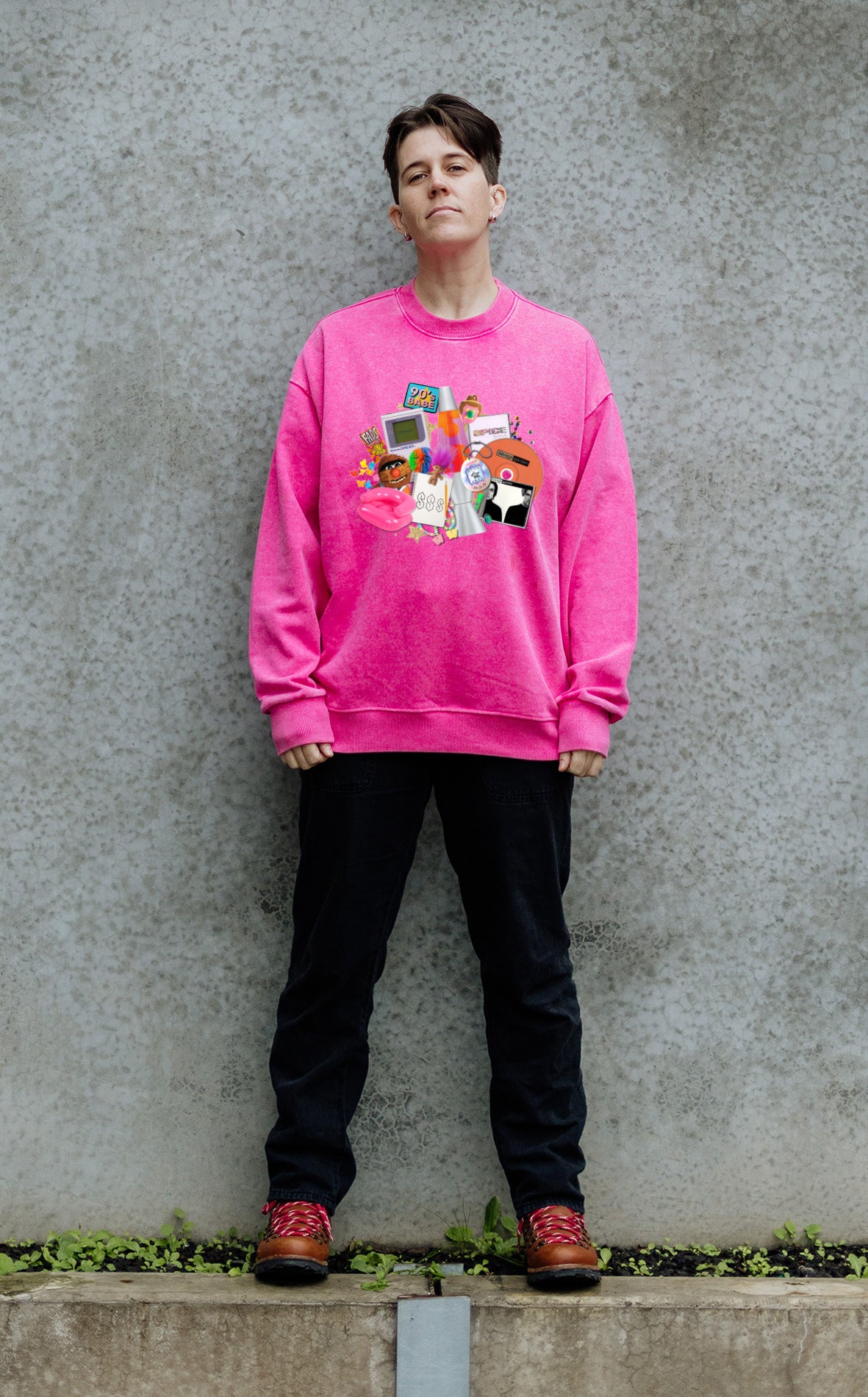 90s Babe Acid Pink Oversize Sweater