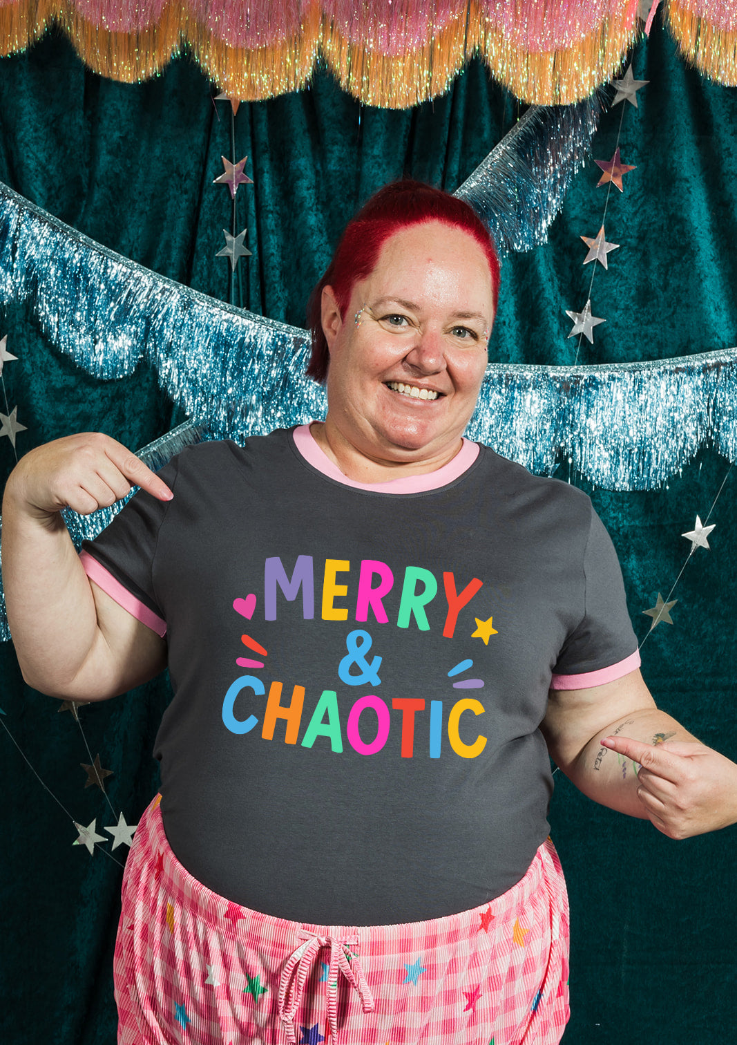 Merry & Chaotic Grey Fitted Tee