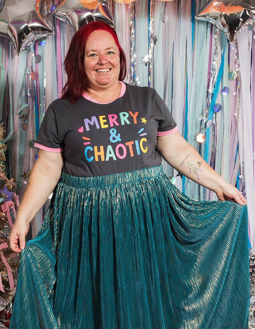 Merry & Chaotic Grey Fitted Tee - ONLINE OCT 15!