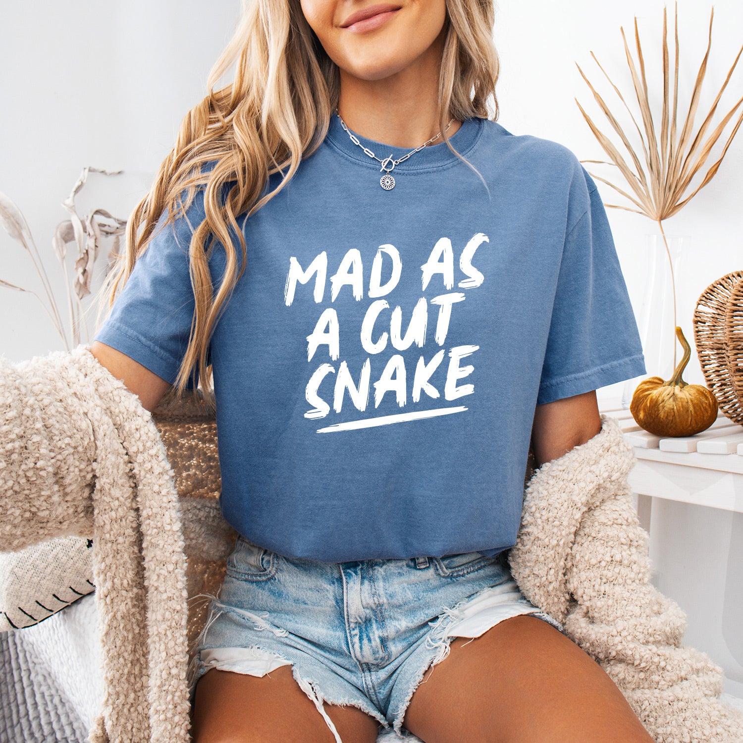 Mad As A Cut Snake Blue Oversize Tee