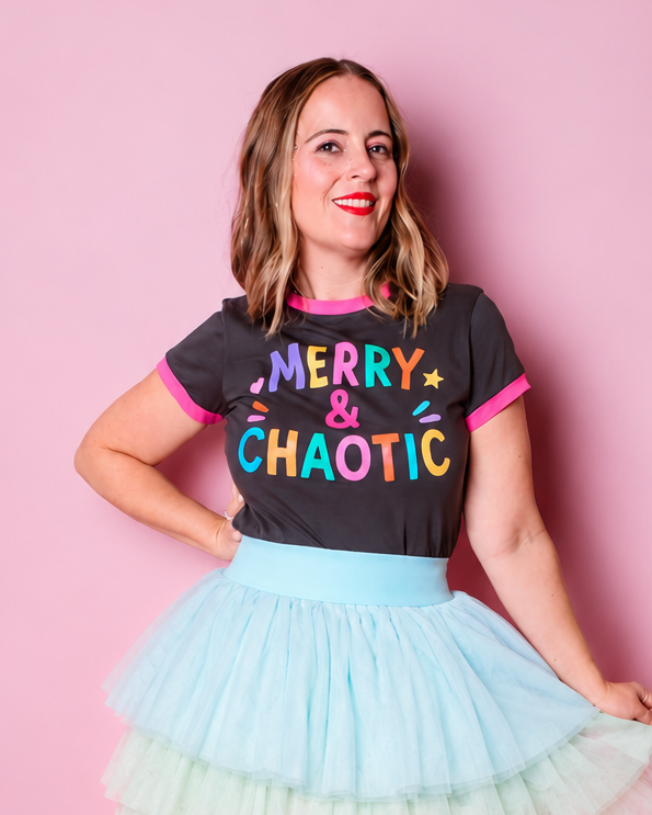 Merry & Chaotic Grey Fitted Tee - ONLINE OCT 15!
