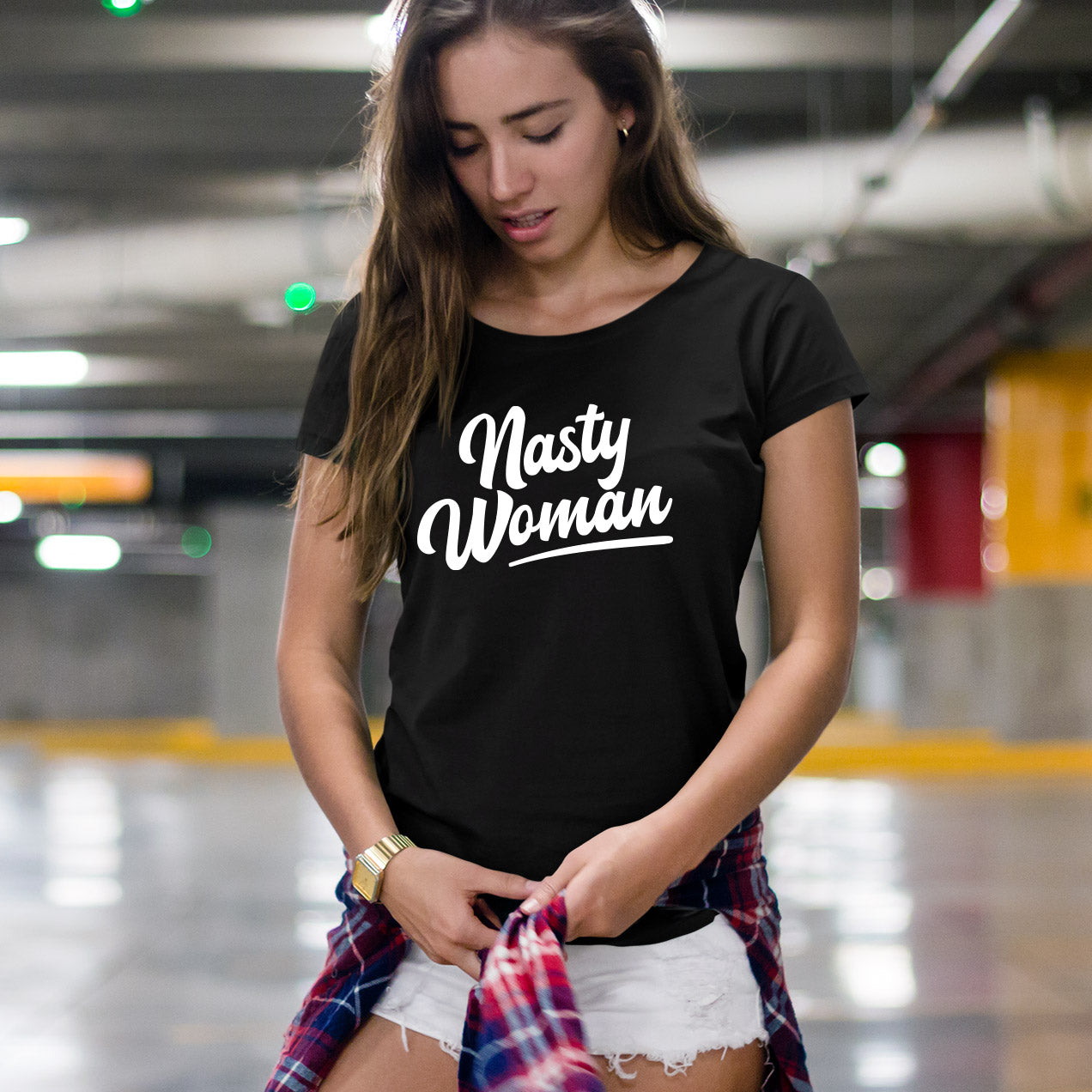 Nasty Woman Black  Womens Scoop Tee