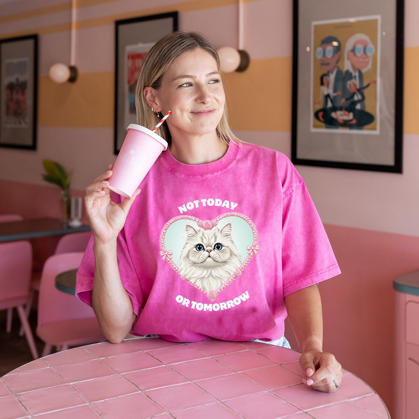 Not Today Pink Oversize Tee