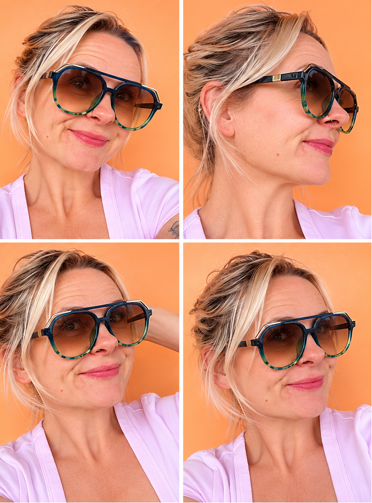Retro Blue Green Sunglasses