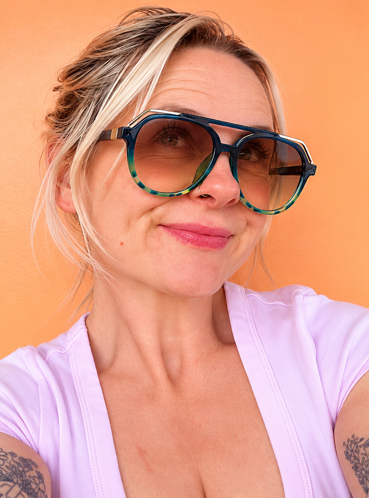 Retro Blue Green Sunglasses