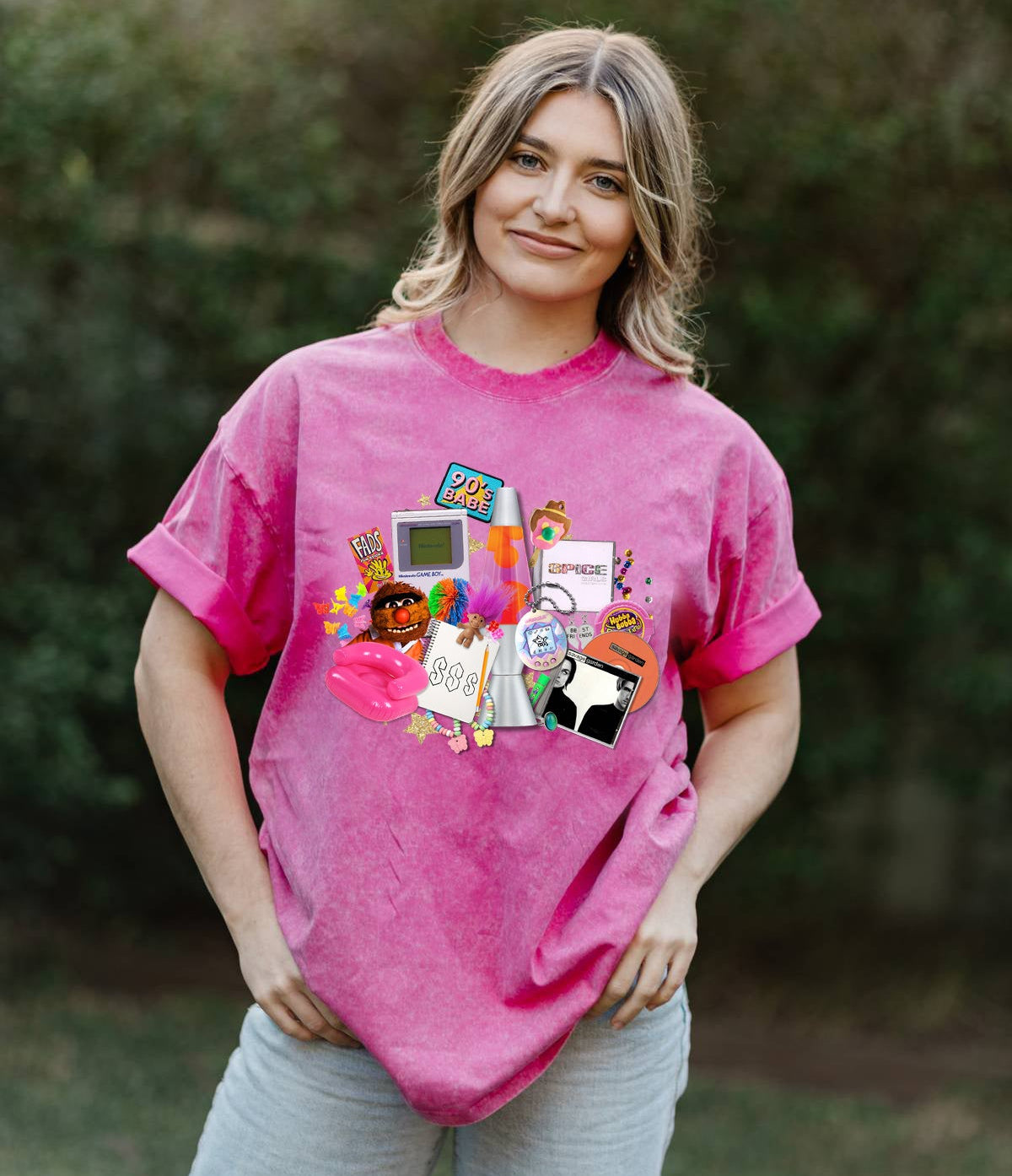 90s Babe Acid Pink Oversize Tee