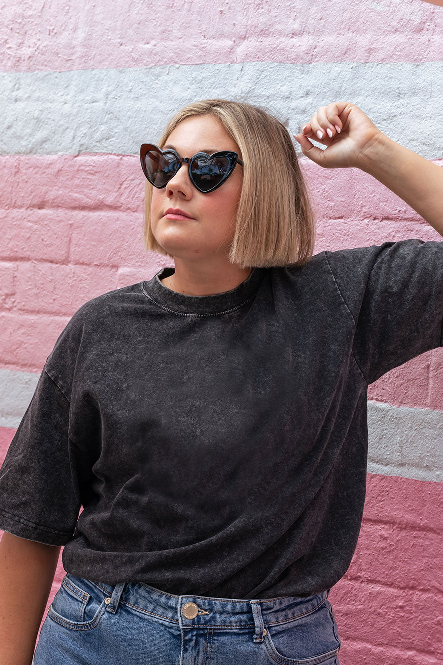 Plain Black Acid Wash Tee