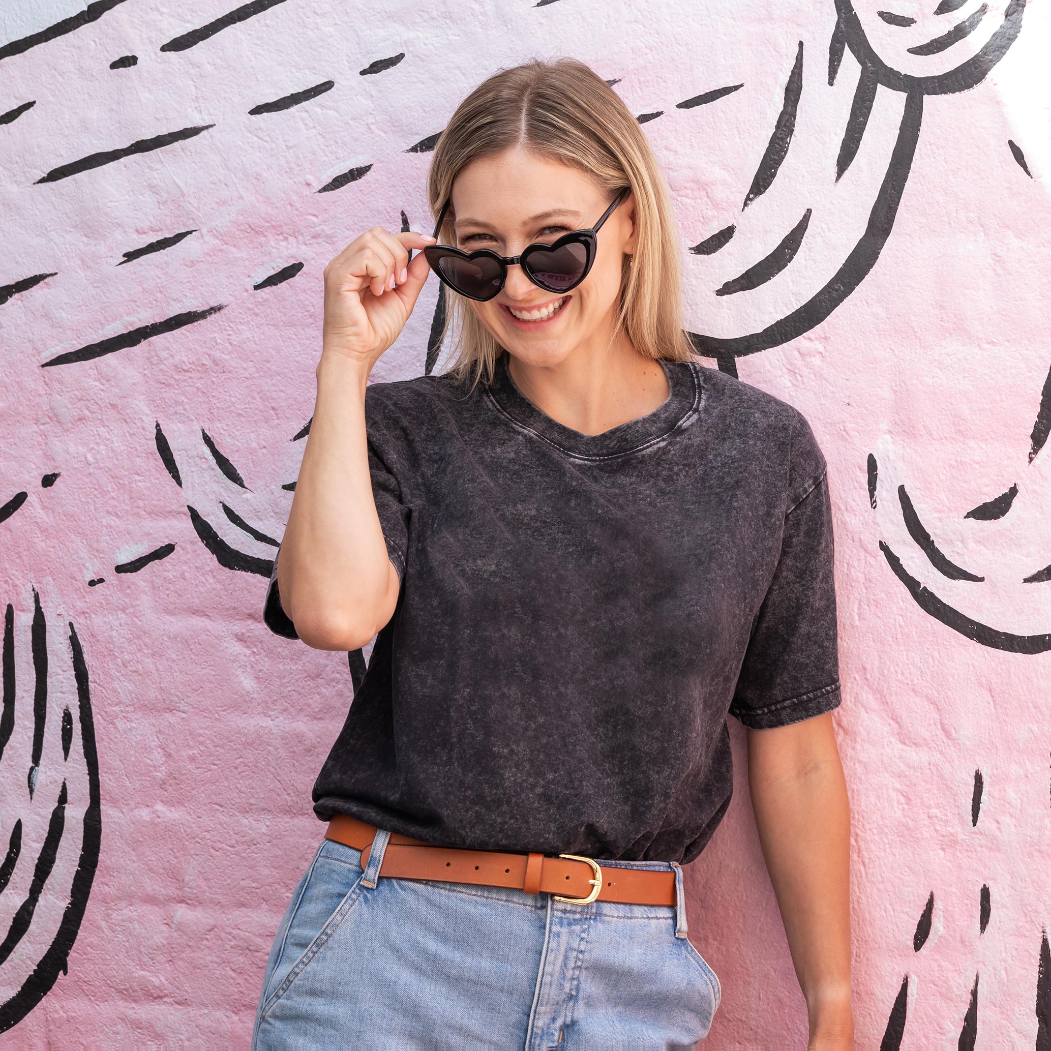 Plain Black Acid Wash Tee