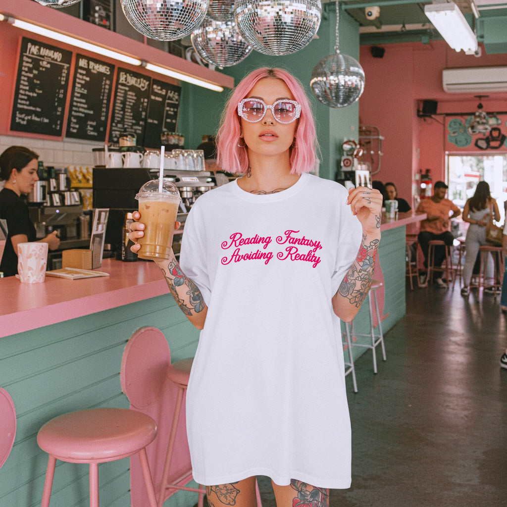 Reading Fantasy, Avoiding Reality Womens White Tee