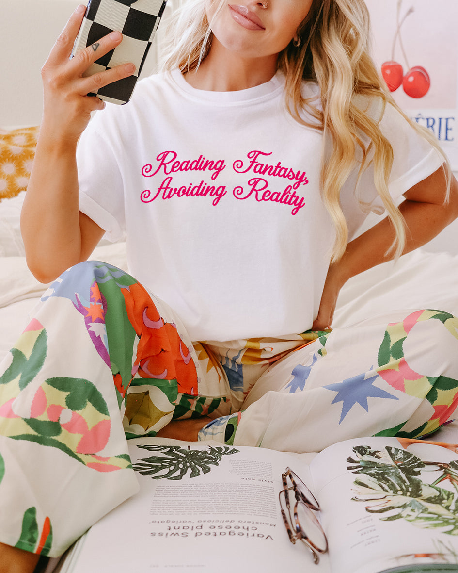 Reading Fantasy, Avoiding Reality Womens White Tee