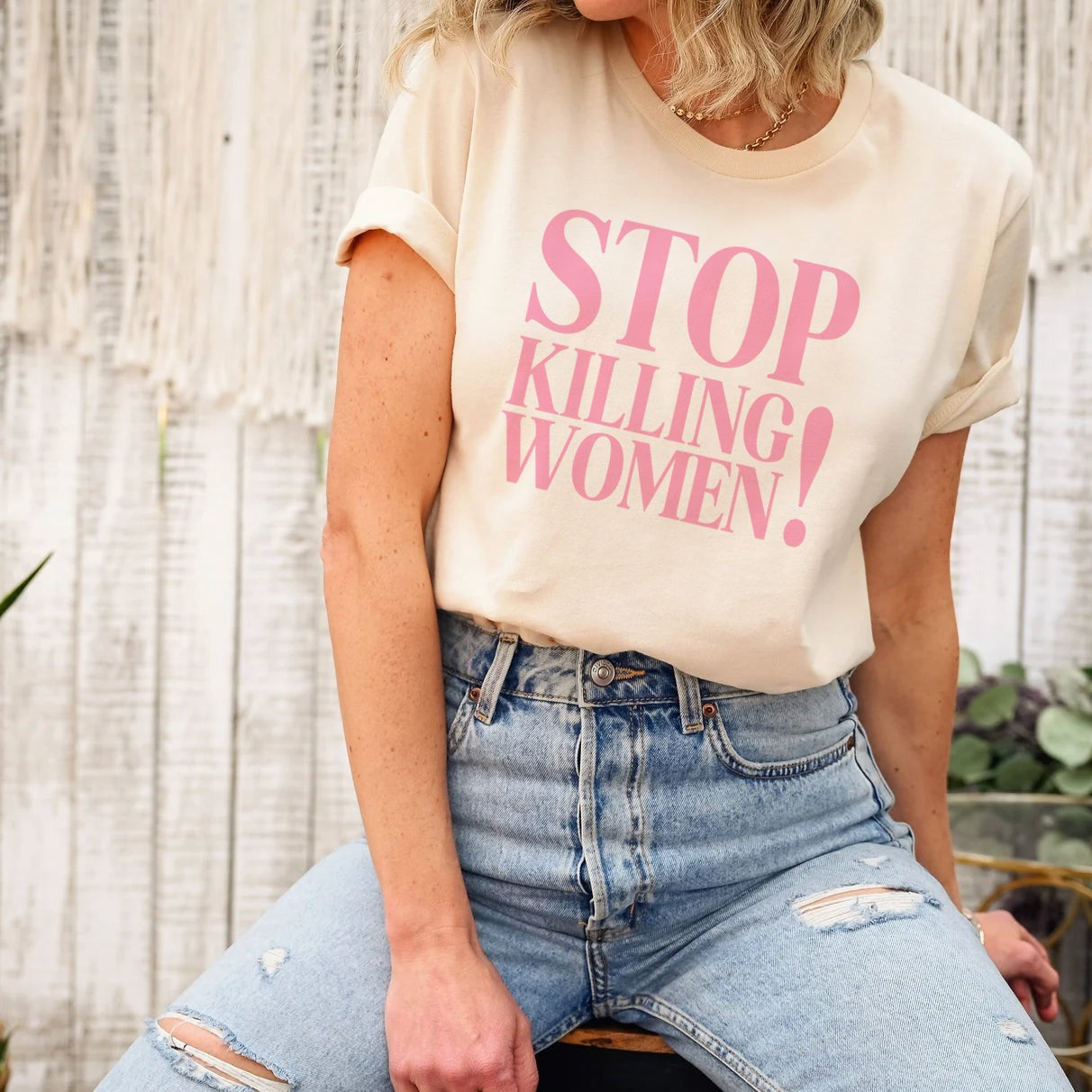 Stop Killing Women Natural Womens Tee