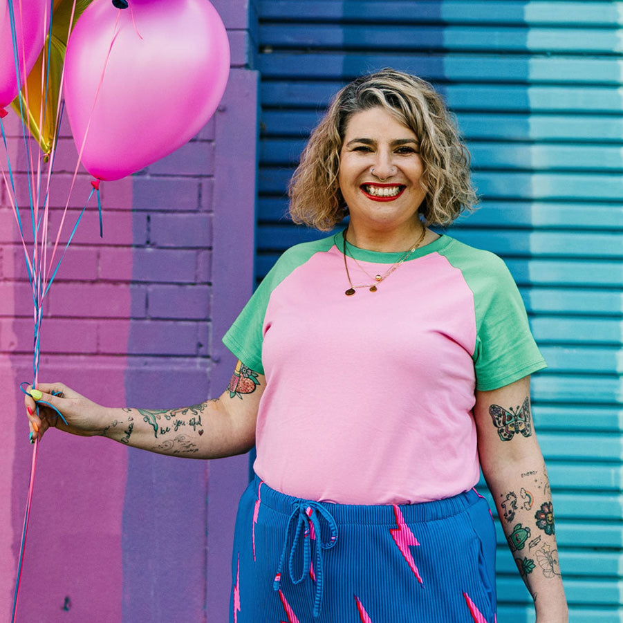 Watermelon Fitted Crop Raglan Tee