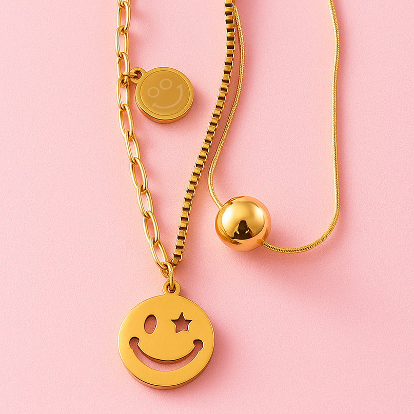 Happy Vibes Gold Chain Necklace