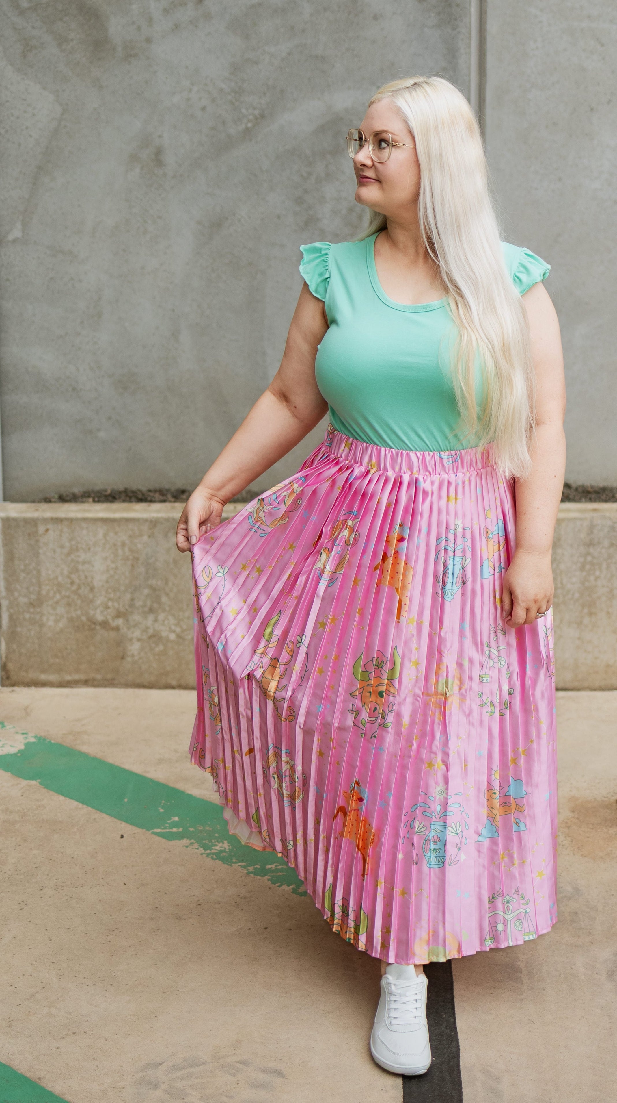 Star Sign Satin Skirt