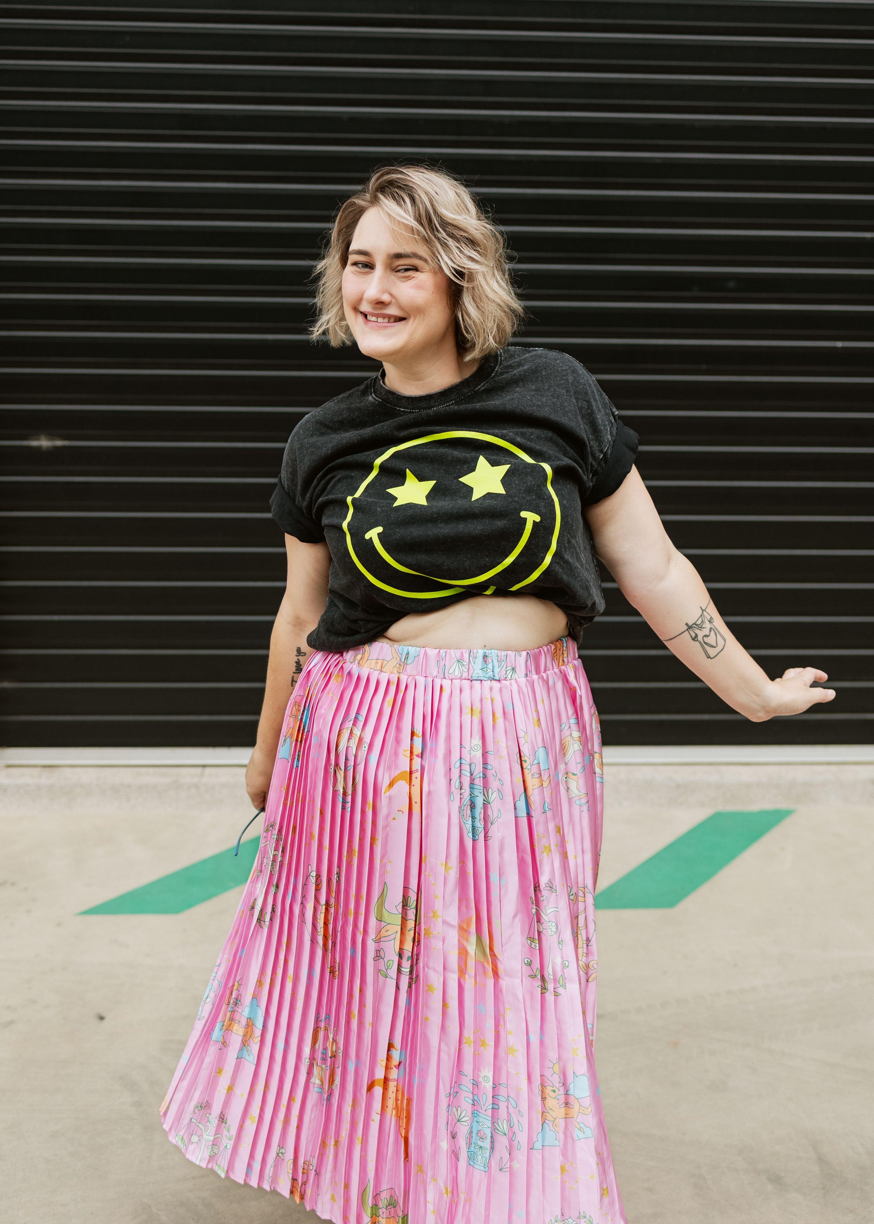 Star Sign Satin Skirt