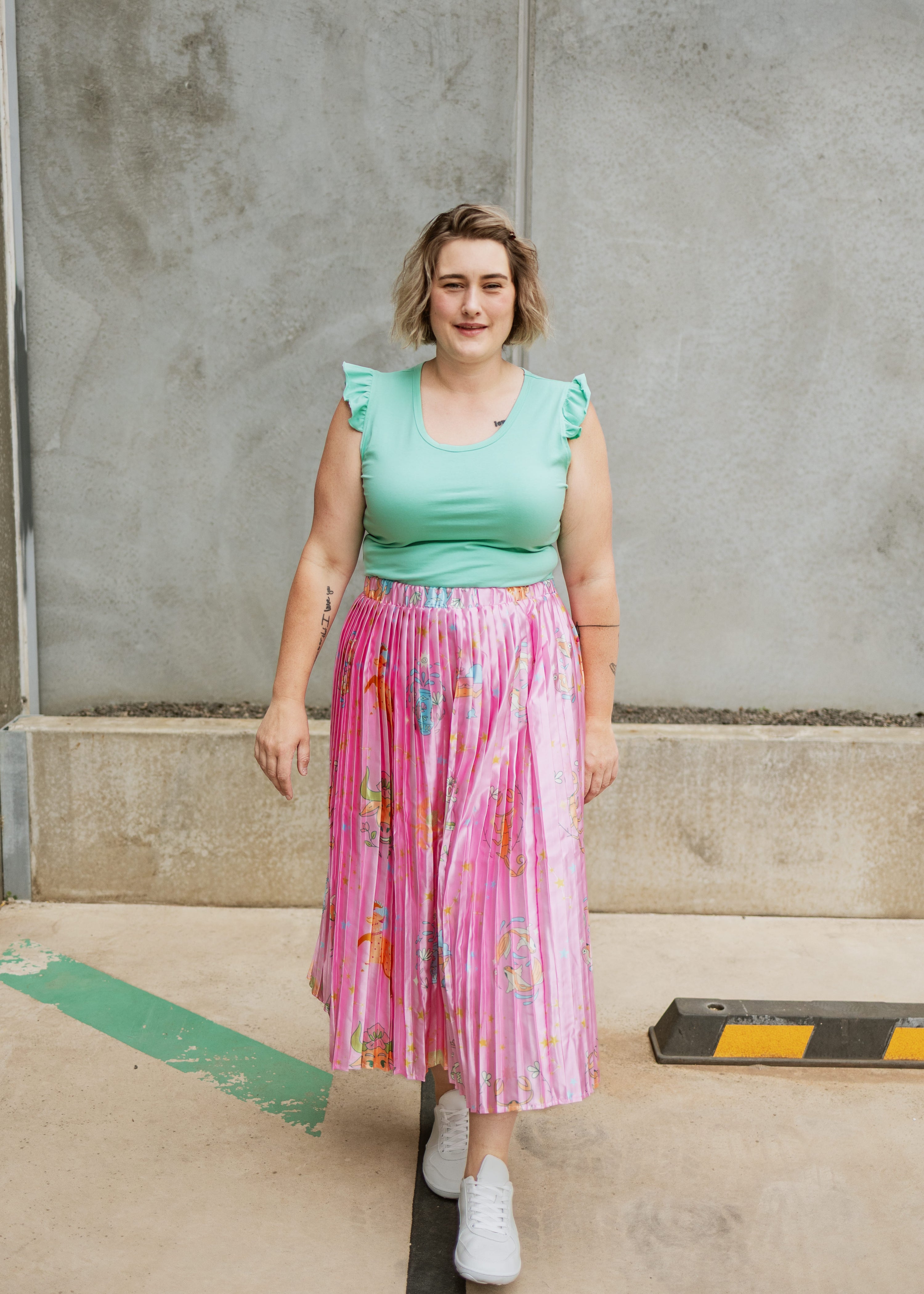 Frill Sleeve Teal Singlet