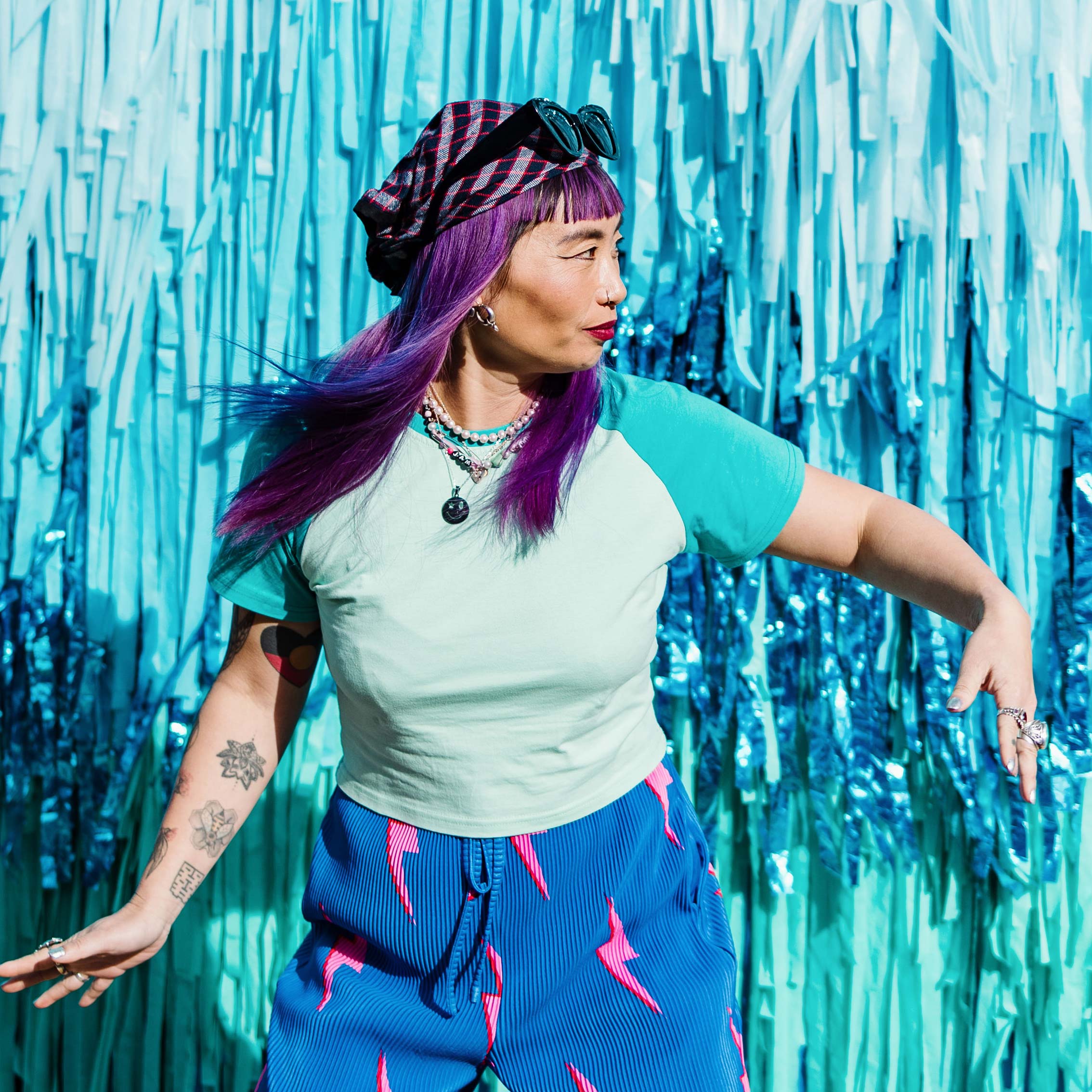 Blue Baby Fitted Crop Raglan Tee