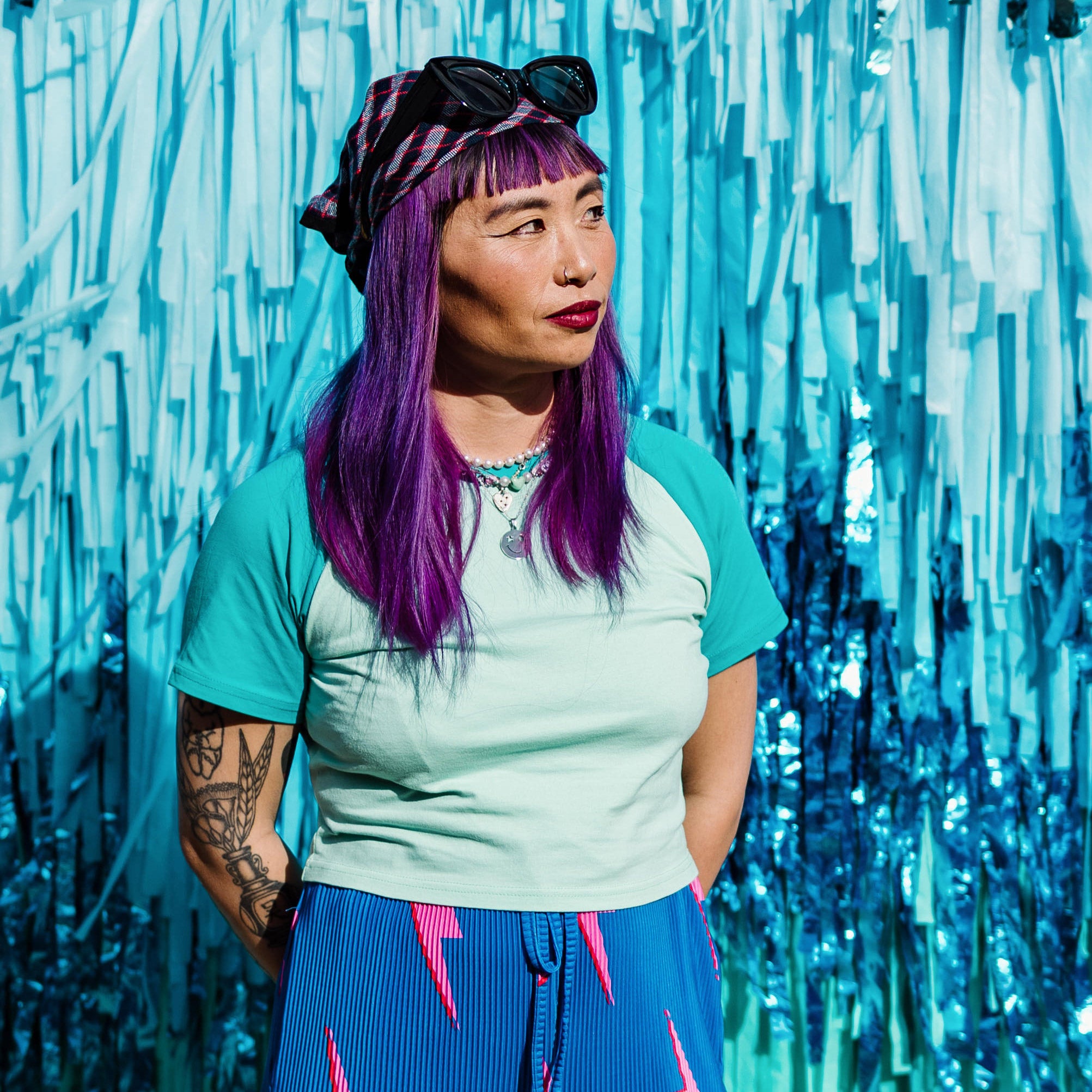 Blue Baby Fitted Crop Raglan Tee