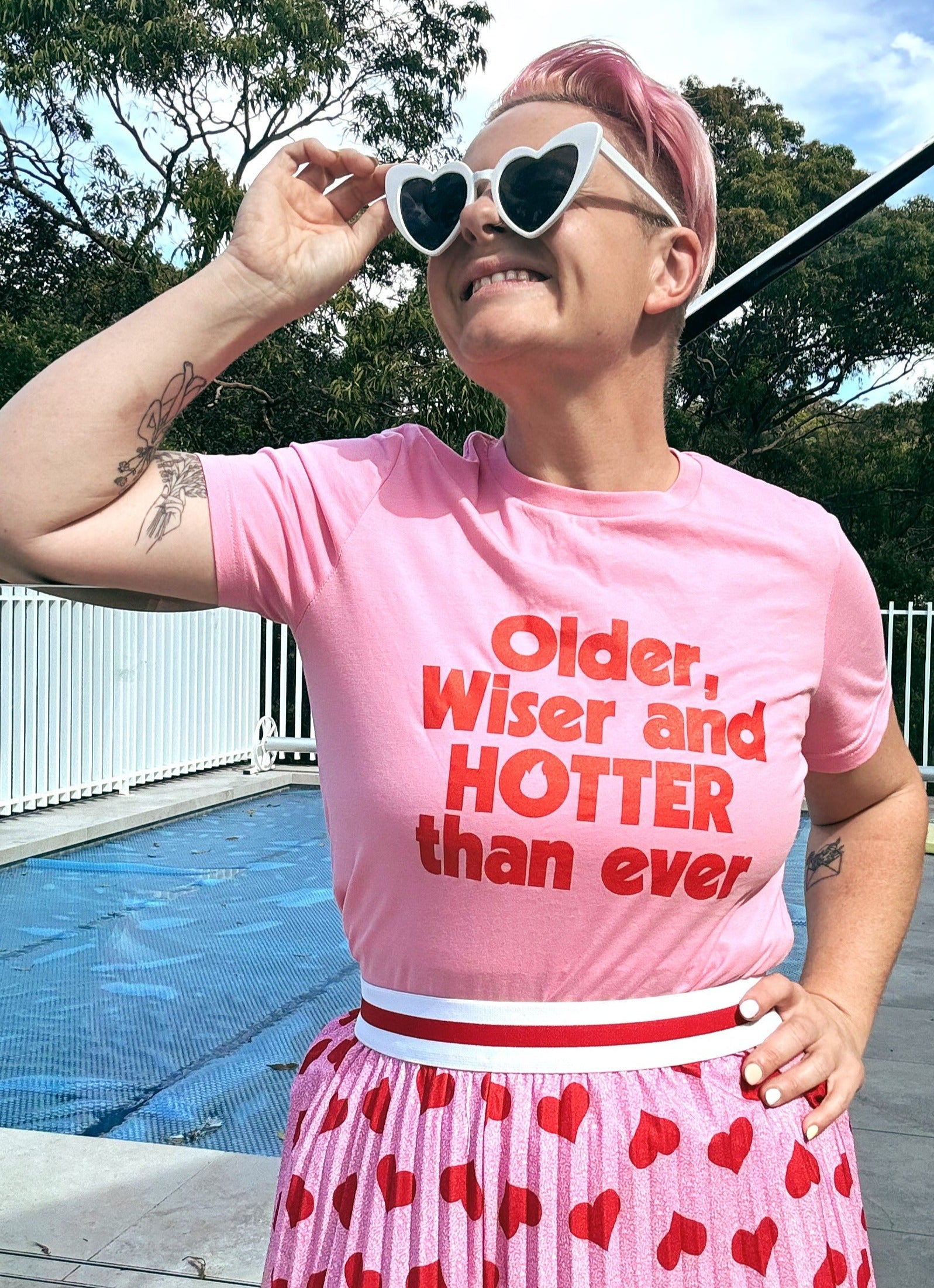 Older, Wiser and Hotter Pink Womens Tee