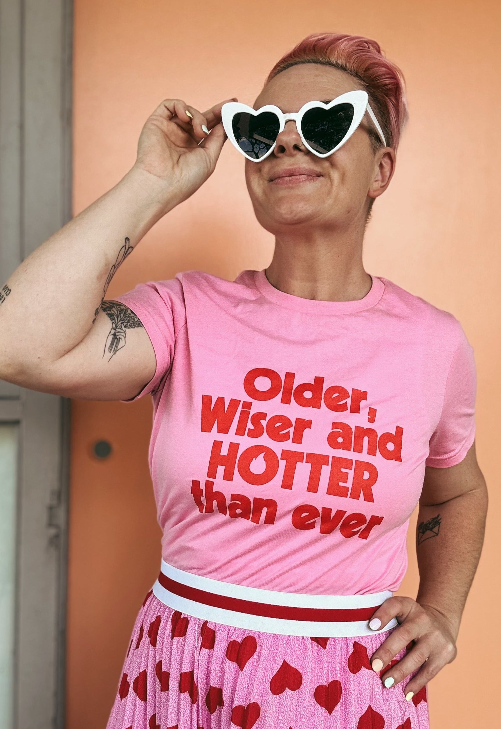 Older, Wiser and Hotter Pink Womens Tee