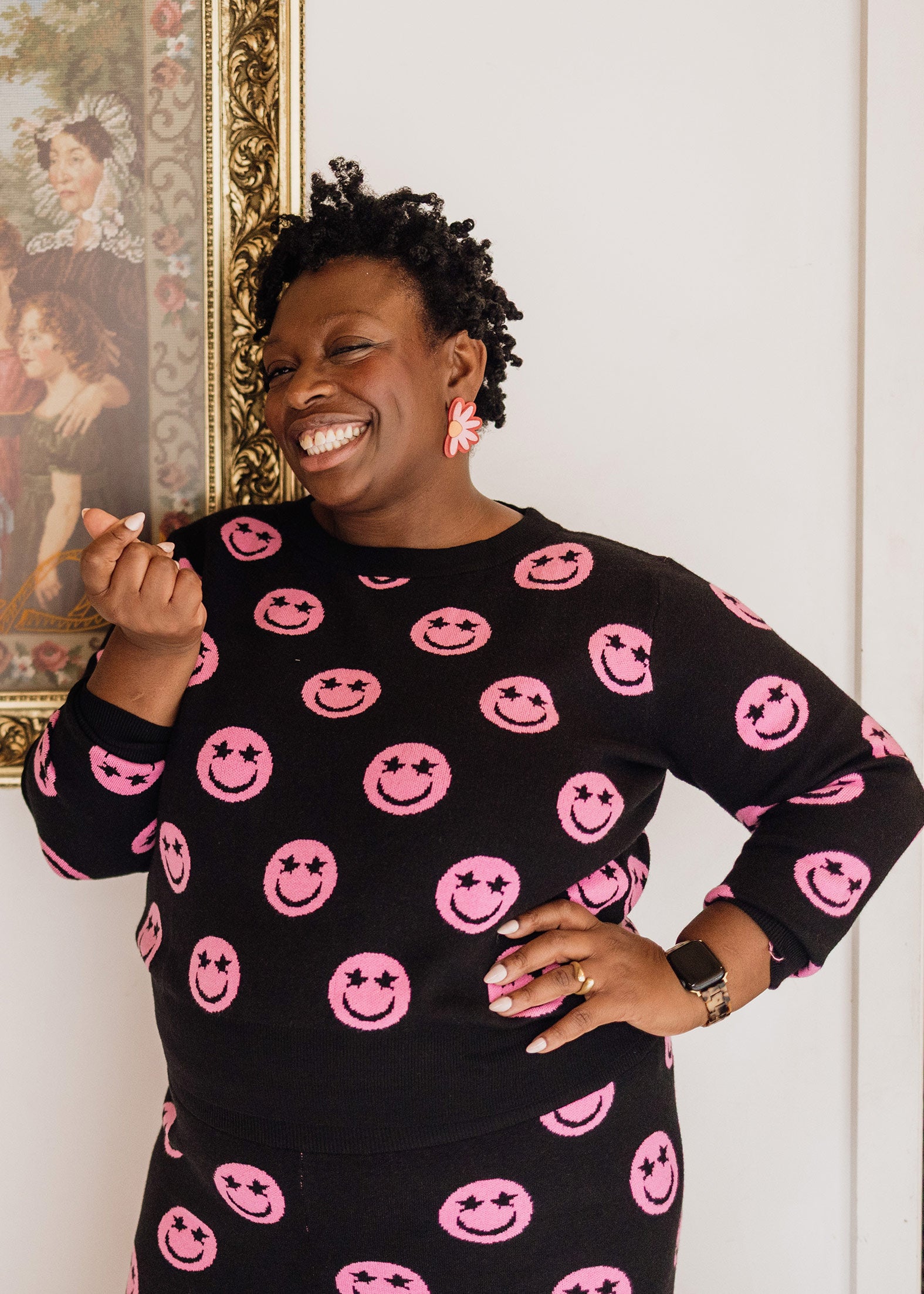 Black Smiley Face Knit Set