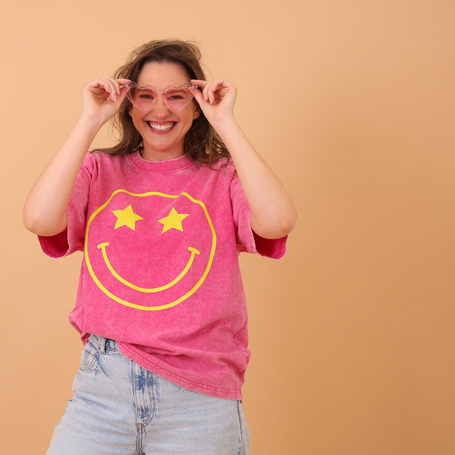 This is my I'm Fine Face Pink Oversize Tee