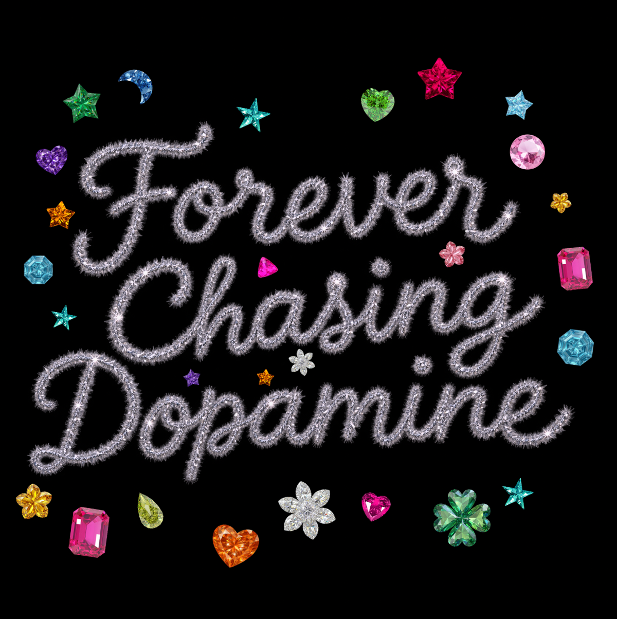 Forever Chasing Dopamine Oversize Black Acid Tee