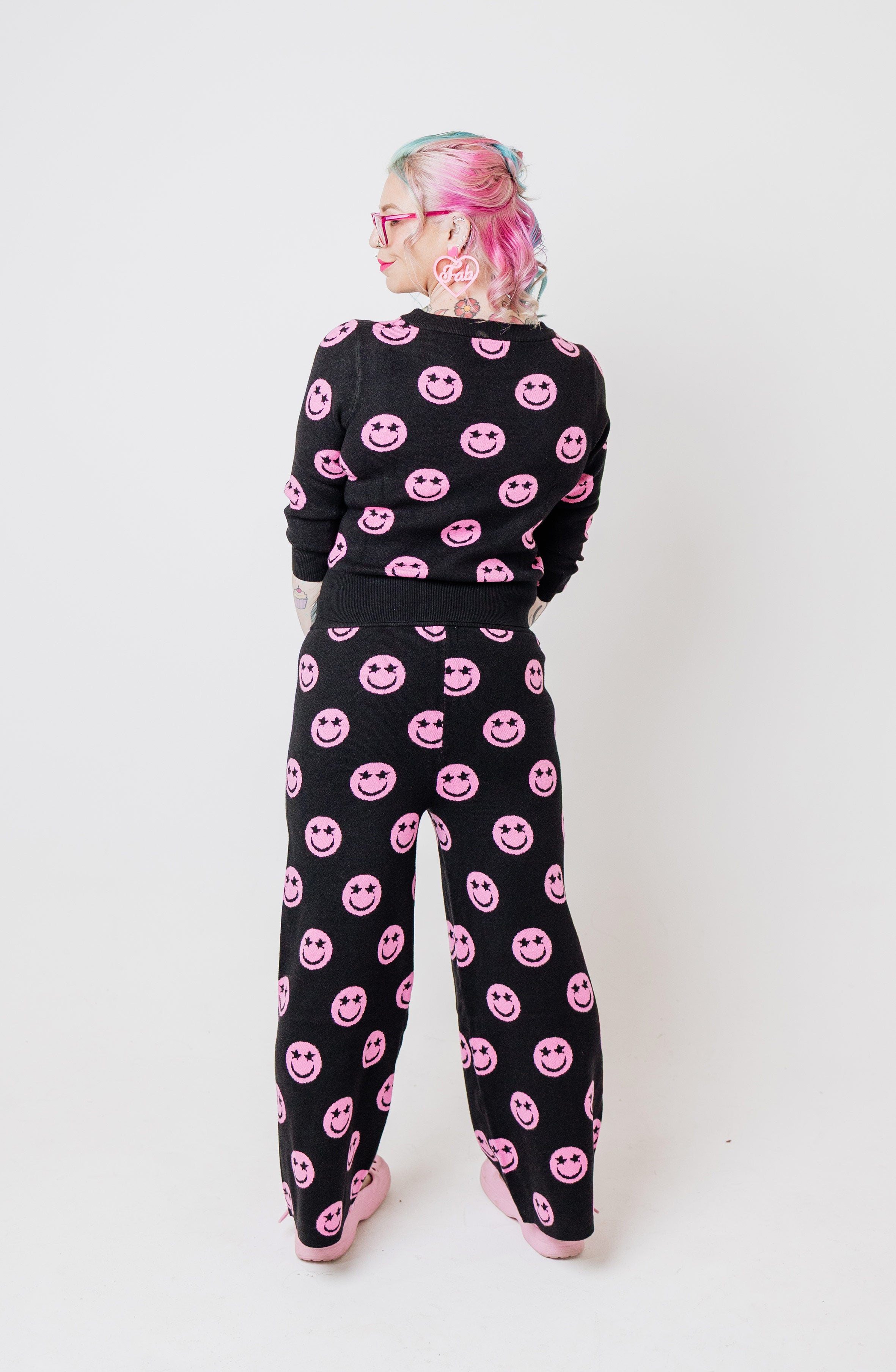 Black Smiley Face Knit Set