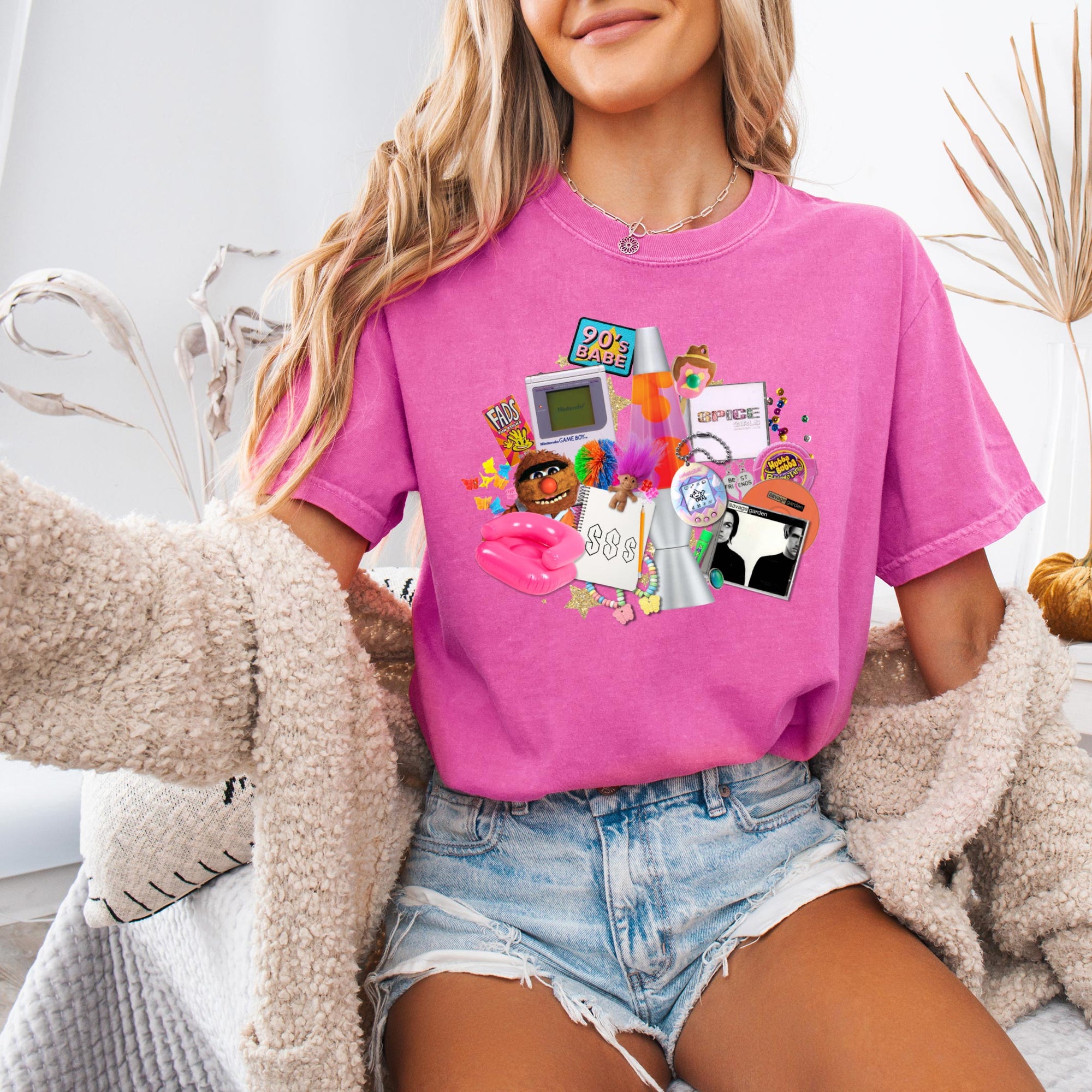 90s Babe Acid Pink Oversize Tee