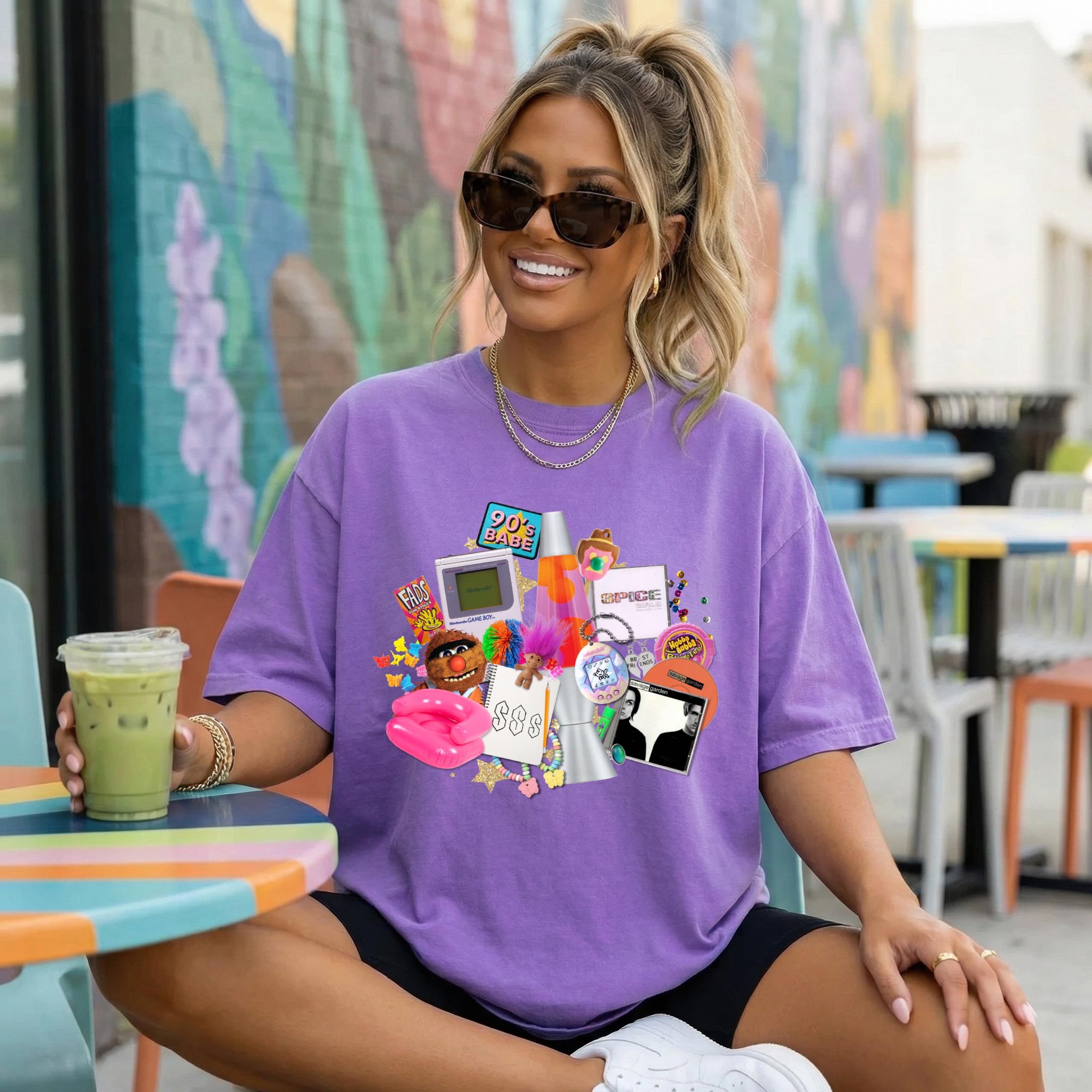 90s Babe Acid Purple Oversize Tee