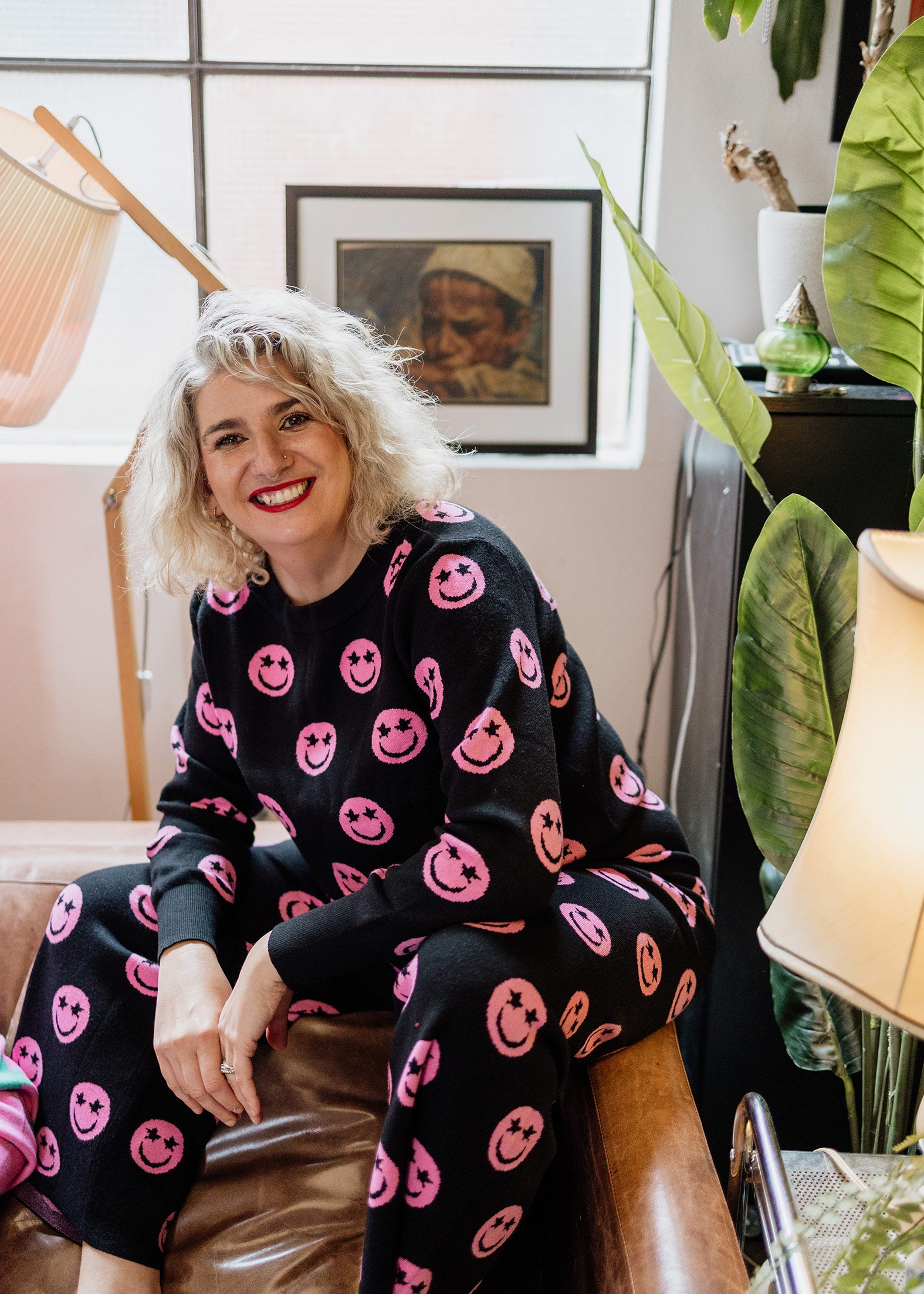 Black Smiley Face Knit Set