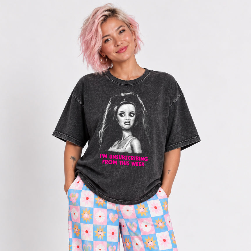 Unsubscribe Week Oversize Black Acid Tee