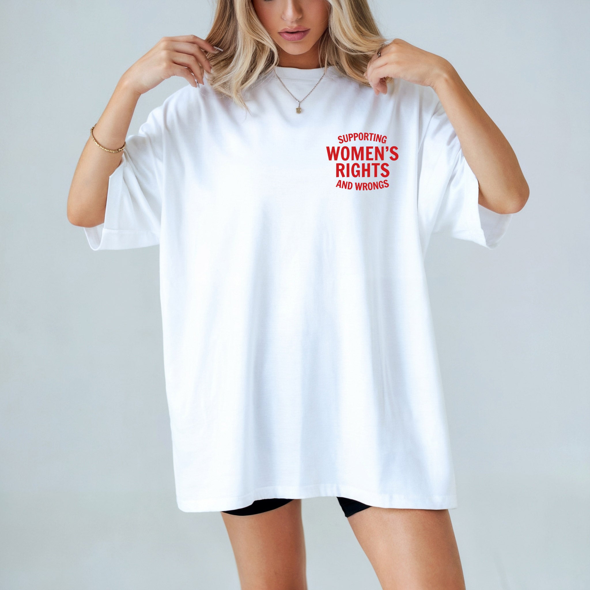 Supporting Women's Rights and Wrongs White Tee