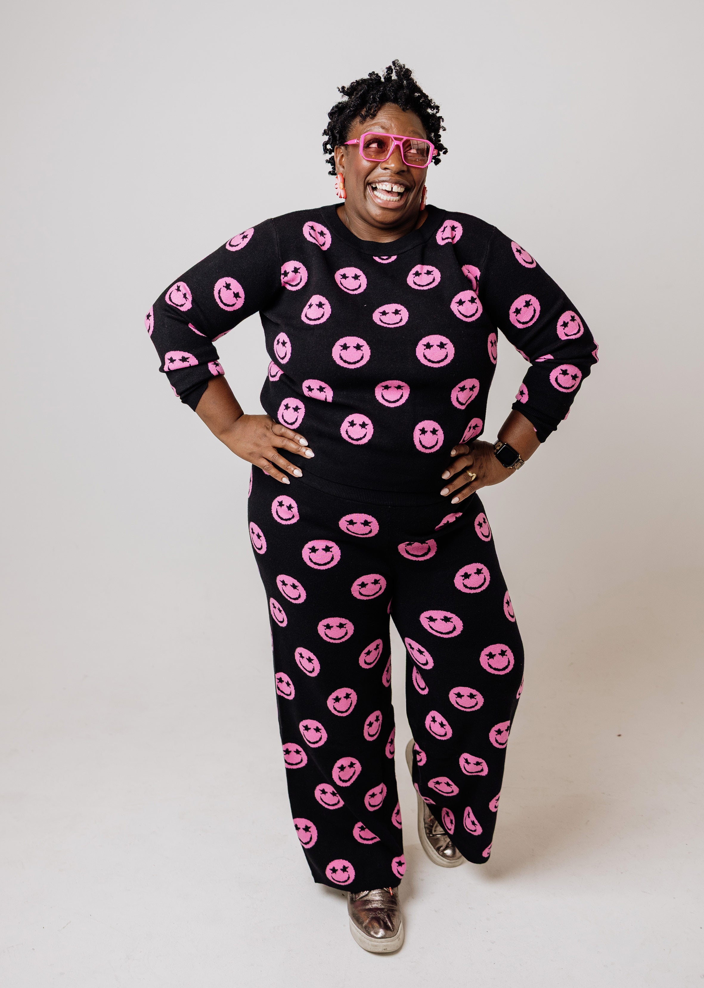 Black Smiley Face Knit Set