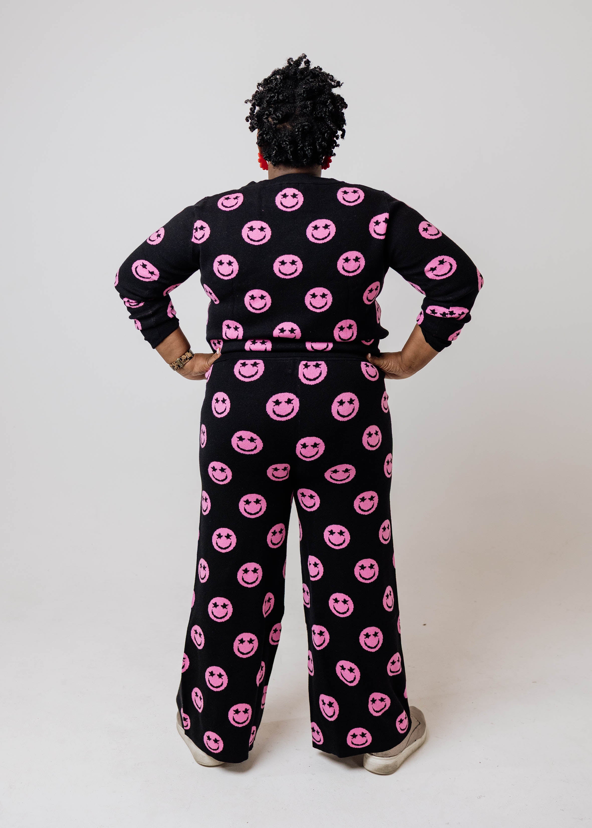 Black Smiley Face Knit Set
